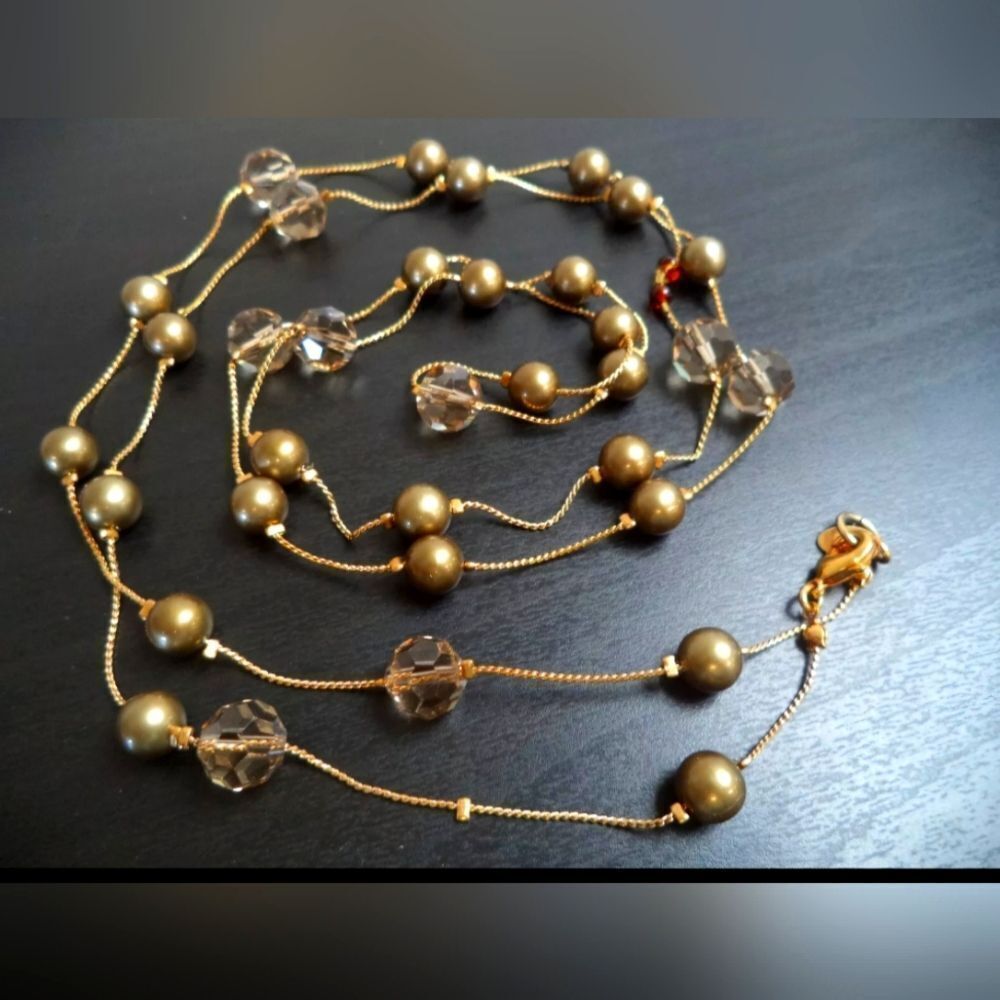 VINTAGE SIGNED CEZANNE GLASS BEADED 45" NECKLACE